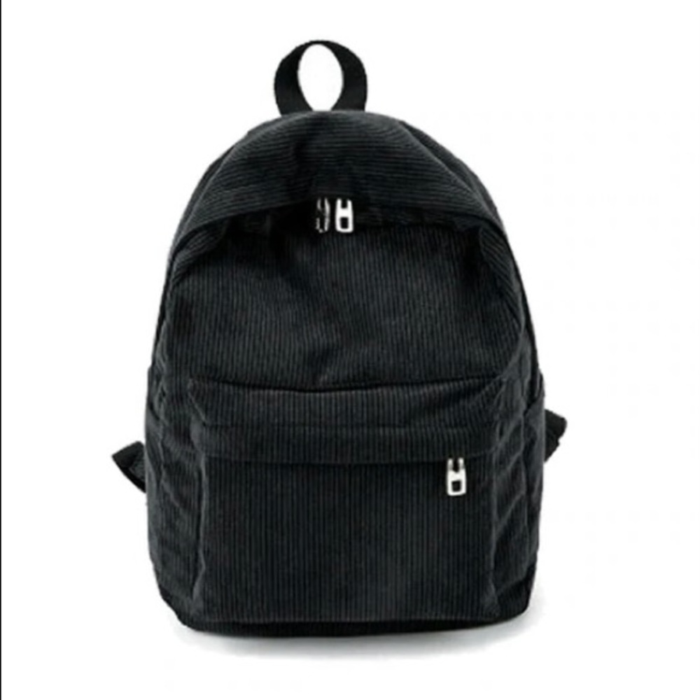 Urban Outfitters Corduroy Backpack Bag School Mini Purse Black Zipper Pocket NEW